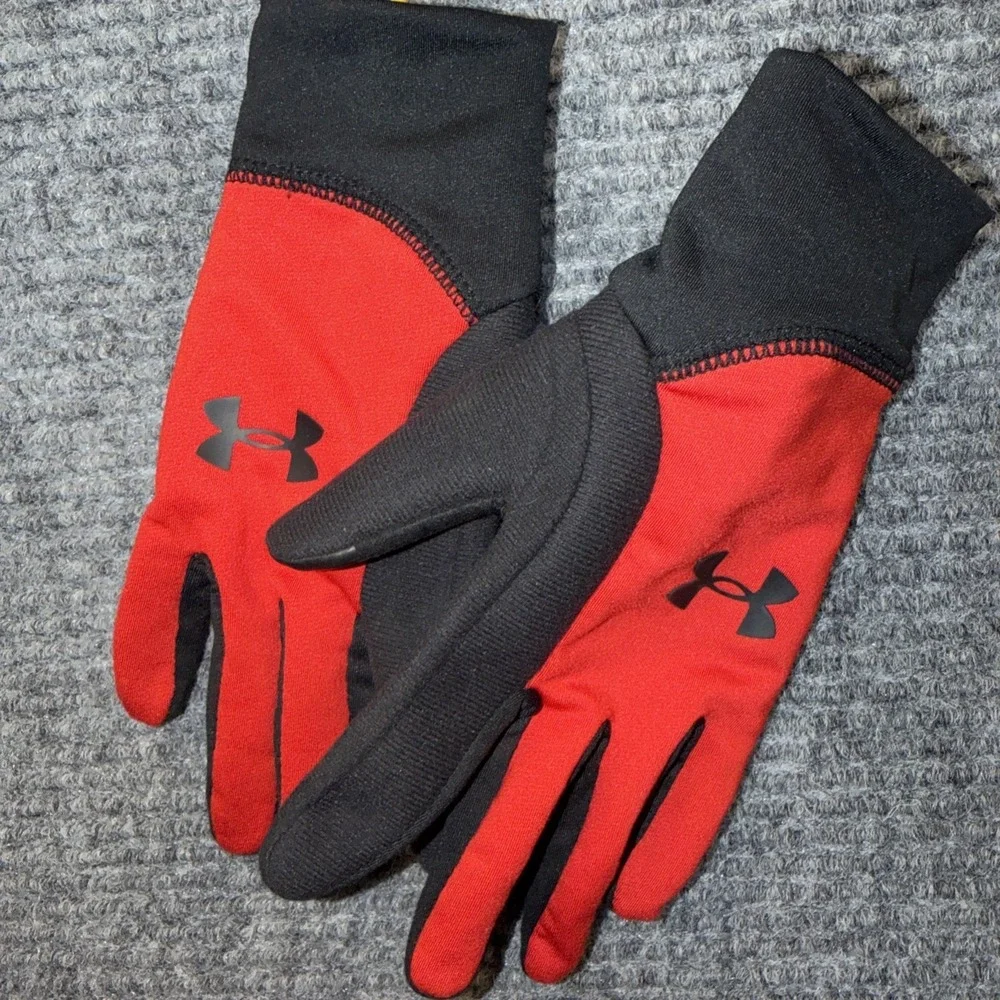 Under Armour youth boys MD sports gloves football baseball black red SZ YMD/JM/M